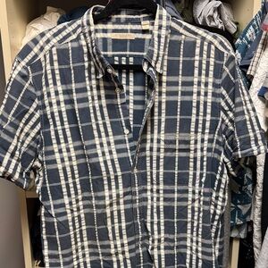 Burberry Navy and White Checkered Shirt